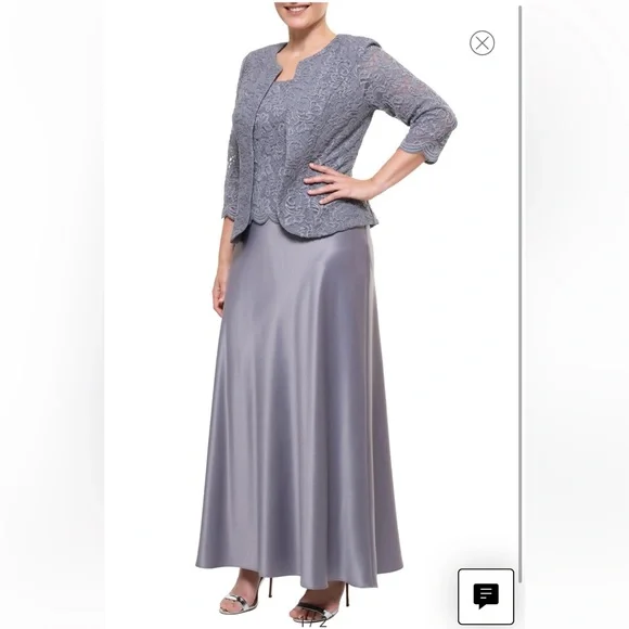 alex evenings plus size dress and jacket Alex Evenings Plus Tea-Length Jacket Dress in Jacquard & Chiffon NAVY / 14W